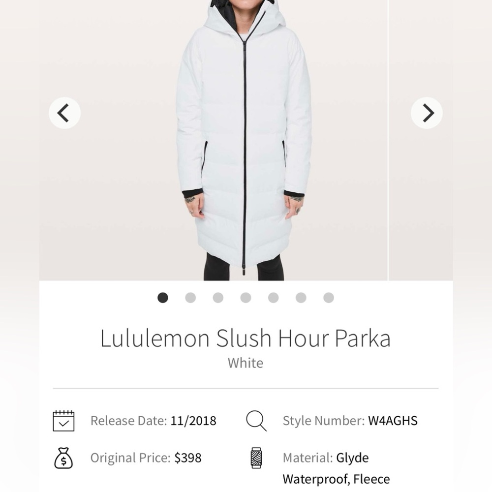 Lululemon White Slush Hour Parka